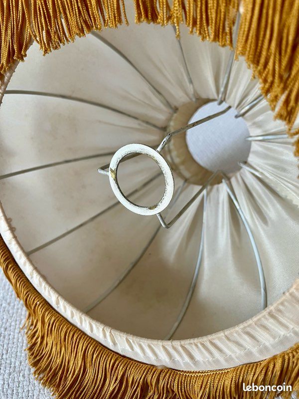 Cantonnière Ancienne Française En Velours Brodé Doré - 181x77 Cm, Franges à Pompons