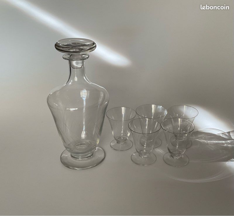1935 René Lalique, Ensemble de verres Quincy 37 pièces '36 verres, 1