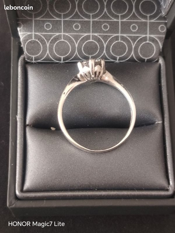 Bague solitaire en argent 925 – taille 57/58 – pierre transparente