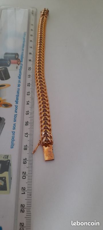 Bracelet GL maille américaine plaque or (image 5)