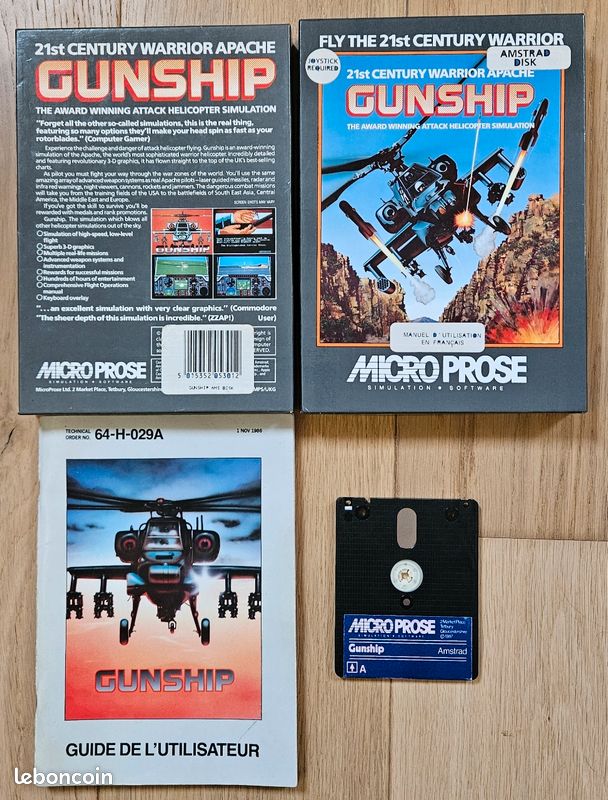 Jeu Vidéo Gunship Disquette Amstrad CPC - MicroProse - Stratégie - État Correct