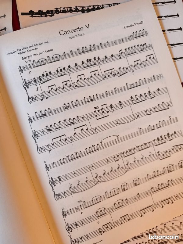 Lot 4 partitions concerto Vivaldi pour flûte traversière et piano (image 7)