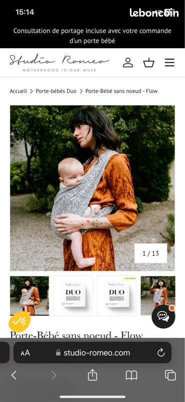 Porte bébé sans noeud studio Roméo Équipement bébé