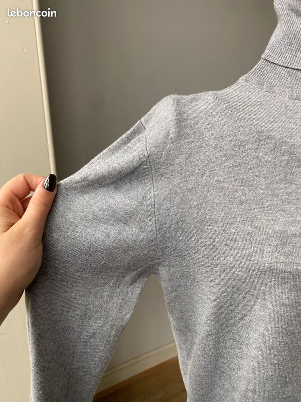 Pull Zara Femme En Coton Gris, Manches Longues, Taille M (très Bon état)