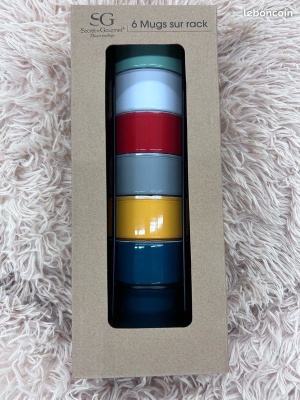 Lot 6 Tasses à Café Colorama 5 Cl – Sur Présentoir – Faïence Multicolore – Secret De Gourmet