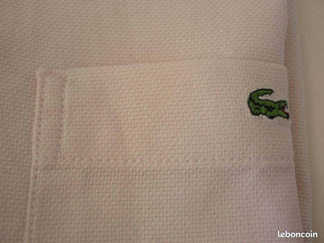 Authentique Chemise Lacoste T 39 rose piqué coton manches courtes TBE (image 9)