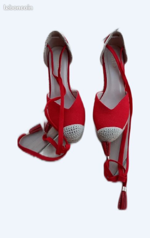 Sandale compensée rouge 37 (image 1)