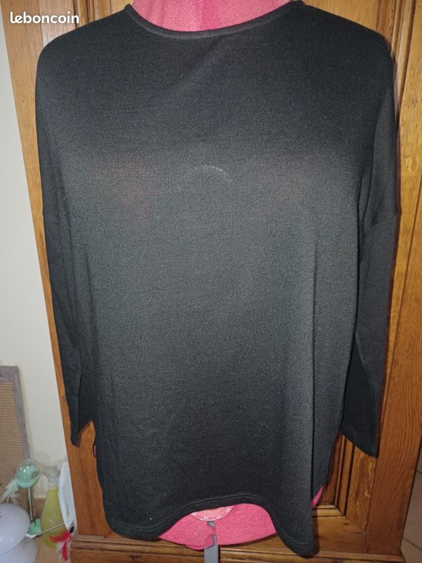 T-shirt Femme Manches Longues Pimkie Taille 36 - Coton Bleu Avec Dentelle, Occasion Très Bon état
