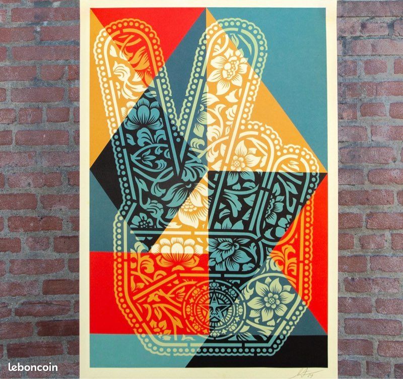 Lithographie signée -Peace Fingers - Shepard Fairey - Obey (image 1)