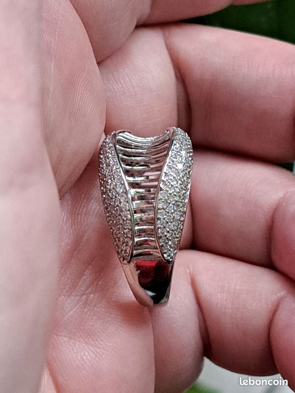 Bague Argent S925 Zircones blanc Style Moderne Ajouré Femme taille 63 (image 6)