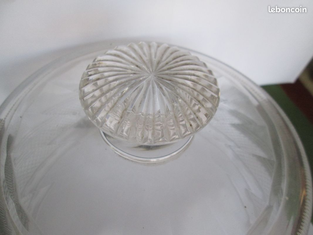 Ancienne cloche à fromage ou à gâteau en cristal, avec son