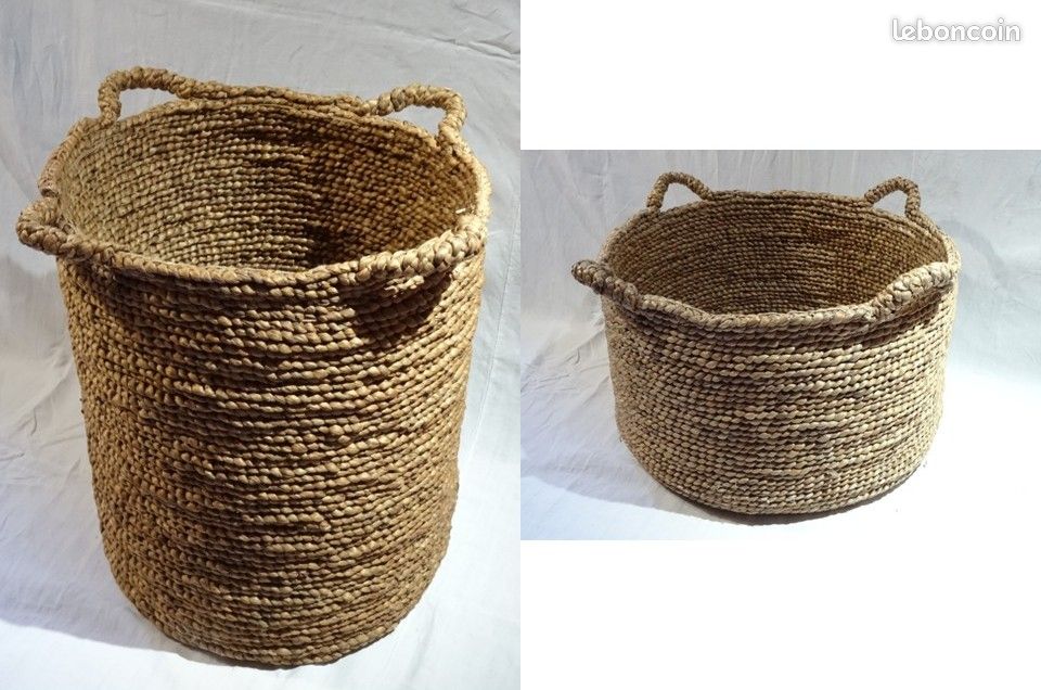 Panier de fleurs en jonc de mer pour intérieur et extérieur, beige, 18
