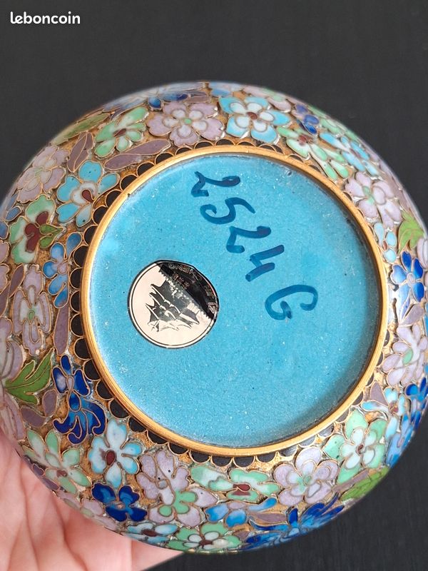 Boîte / Pot en émail cloisonné chinois avec socle (image 18)