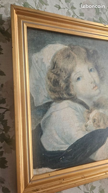 Cadre vintage "petite fille au chien" (image 2)