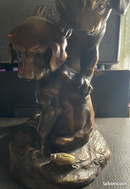 Chiots au scarabée grand bronze ancien Géo Vacossin (image 1)