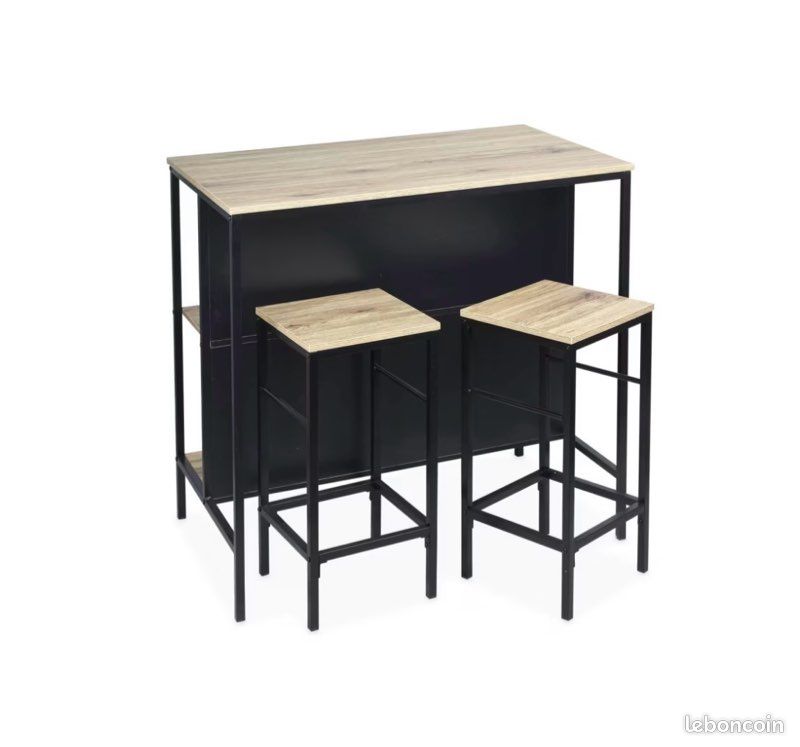 Table haute 2 étagères + 2 tabourets (image 2)