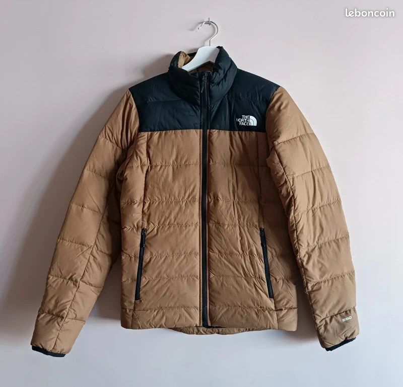 The North Face 550 doudoune beige camel noir homme XS authenticité