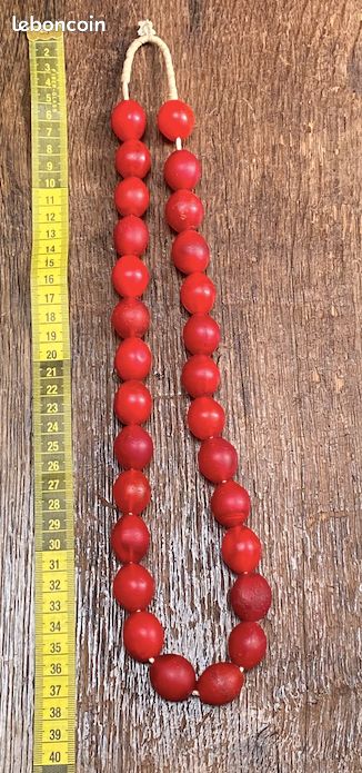 Perles Rouges -Pâte de verre ancienne MALI (image 5)