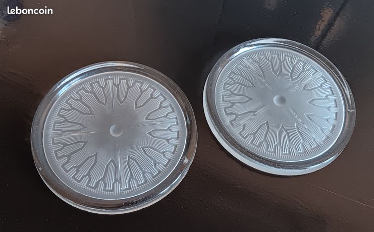Lot de 6 dessous de verres Silverplate - verre et métal argenté style Léonard - (Italie) - Label Emmaüs
