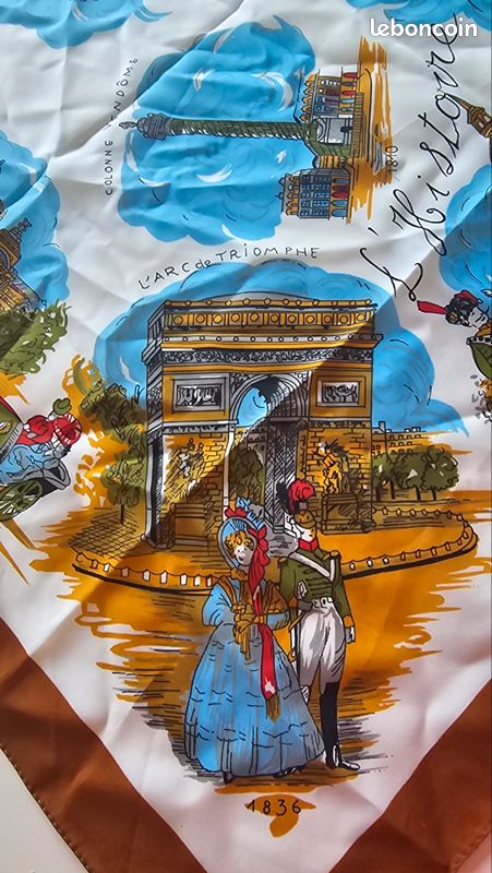 Foulard GIGI PARY soie TBEG vintage scarf 87 x 87 cm