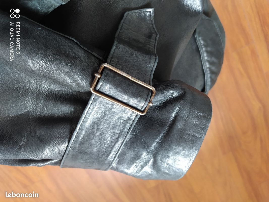 Veste Homme en cuir noir Vintage années 80 (image 5)