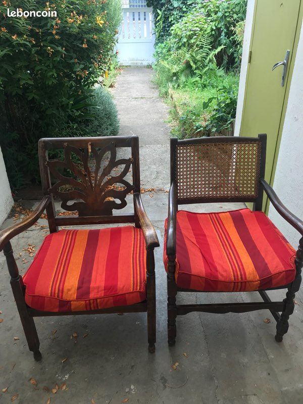 Fauteuils en bois/osier (image 1)