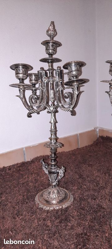 Ancienne belle bougeoirs en métal argenté ou Bronze argenté (image 11)