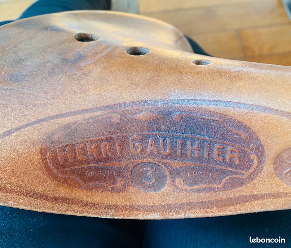 HENRI GAUTHIER ANCIEN Selle Cuir Velo Course Leather Road Bicycle Saddle EUR 42,00 - FR