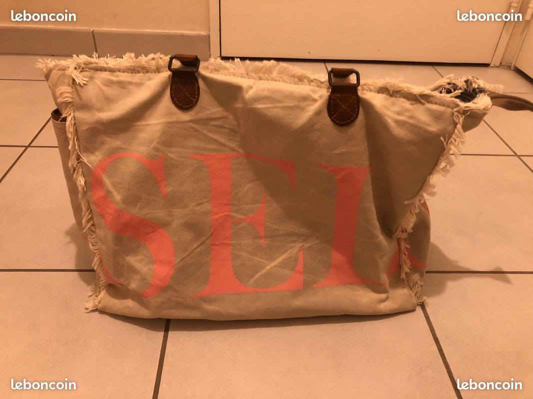 Sac de plage Terre rouge XL toile beige 