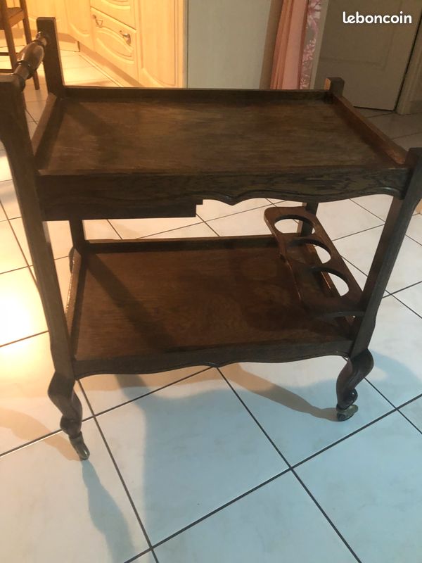 Desserte en bois roulante vintage (image 1)