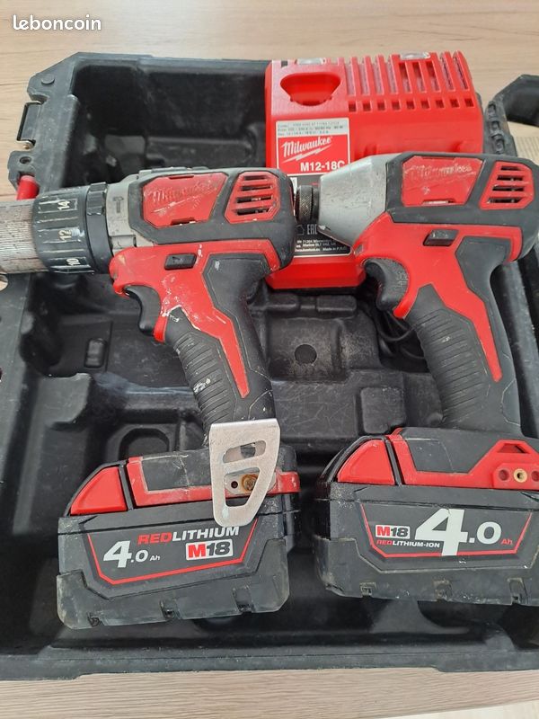 Pack Milwaukee M18 complet - Perceuse M18 BPD + Visseuse choc M18 BID + 2 Batteries 4.0Ah (image 2)