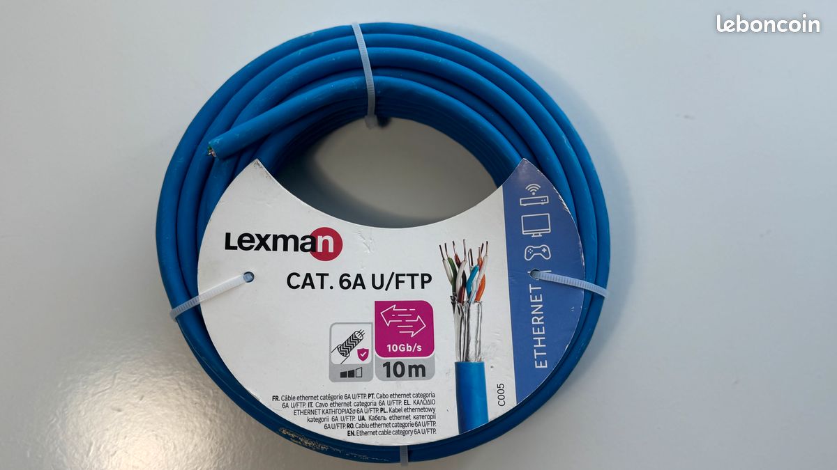 Câble ethernet blindé RJ45 cat 6A U/FTP, 23AWG, 10m LEXMAN (image 2)