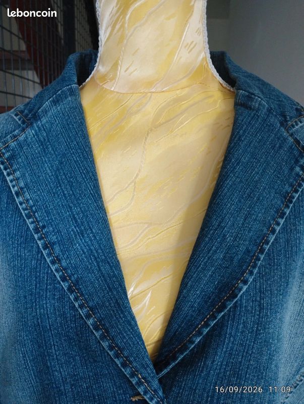 Veste en jean bleu délavé Nana Belle - Col tailleur et poches plaquées - XXL (image 5)