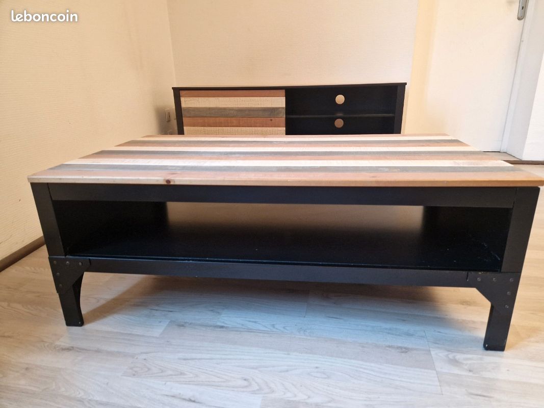 Table basse style industriel / bois (image 3)