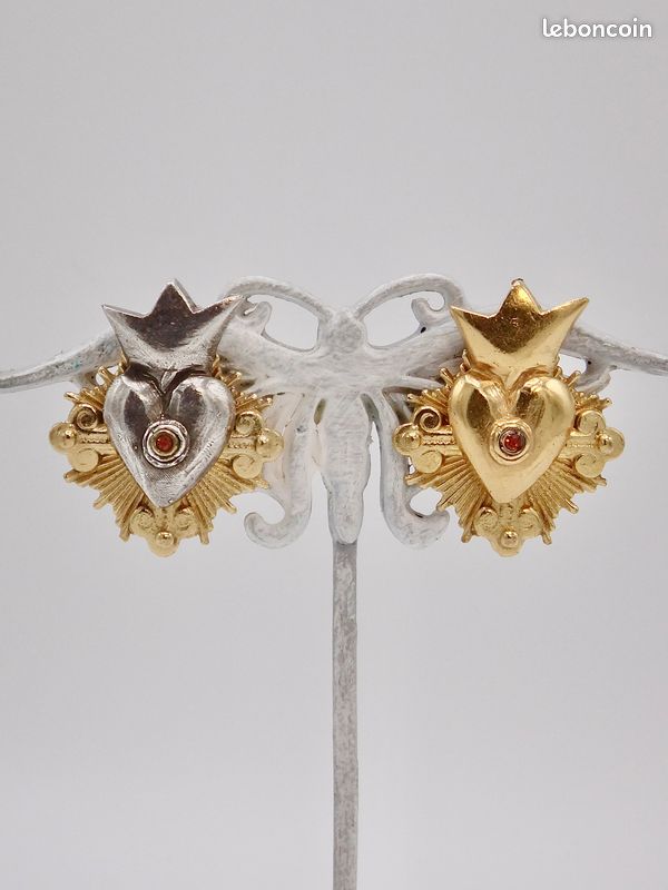 Boucles d'oreilles vintage en or César : clips baroques italiens - France