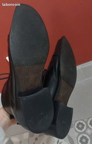 Bottines Salamander Noires En Cuir - Taille 37 - Occasion En Très Bon état