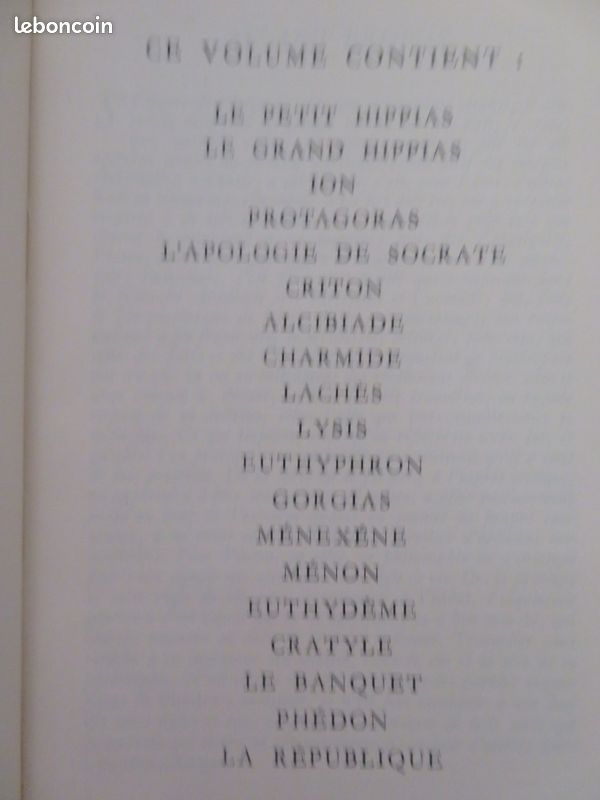 Platon . Oeuvres complètes . Volume : 1. Editions la pléiade .1959 (image 3)