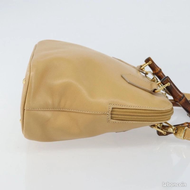 Sac à main GUCCI Bamboo en cuir 2-Way Beige Or 000-3780-0290 FM28 (image 3)