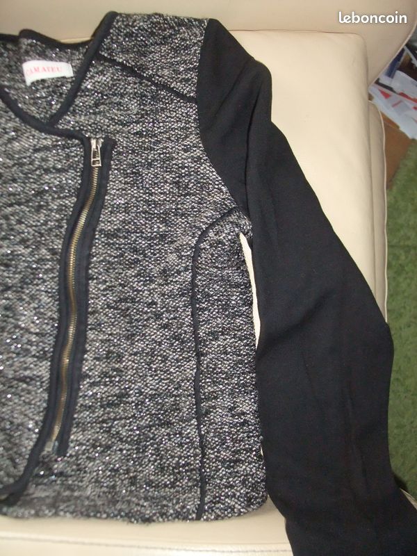 Veste En Laine Style Perfecto - Marque CAMAIEU - Taille 40 - Occasion Très Bon état