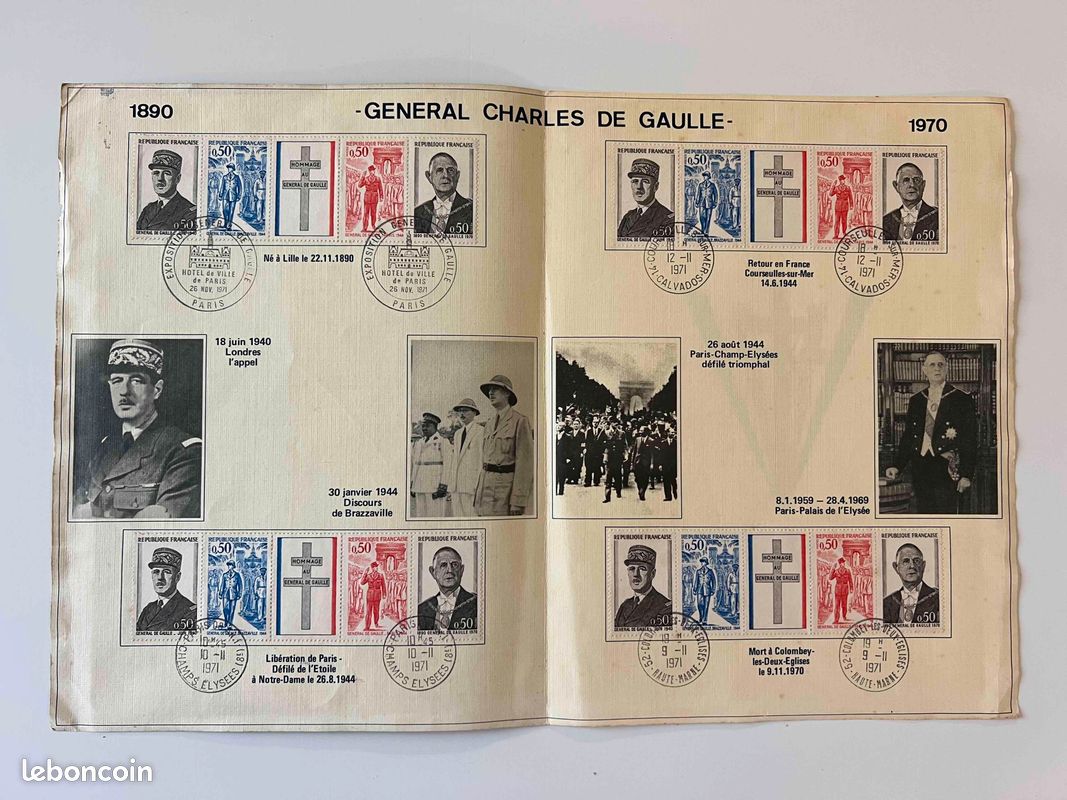 France 1971 – Bande De 5 Timbres Charles De Gaulle – Neuf Avec Gomme Originale ** MNH – Édition Complète