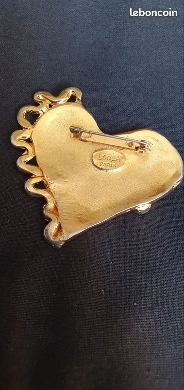 Broche Ancienne LOOLA Paris En Métal Doré Vintage - Signée - Occasion Bel état