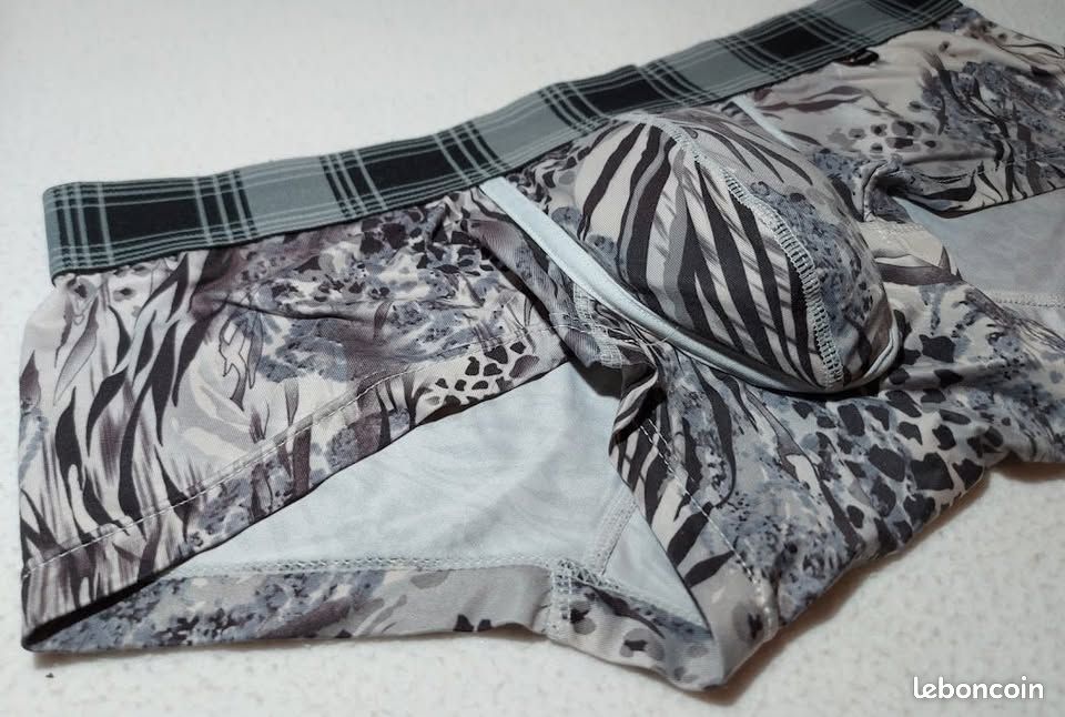 Xuba 2 Boxers Homme Fantaisie Coupe Shorty Gris Feuillage Léopard & Gris Imprimé Léopard Taille M (image 4)