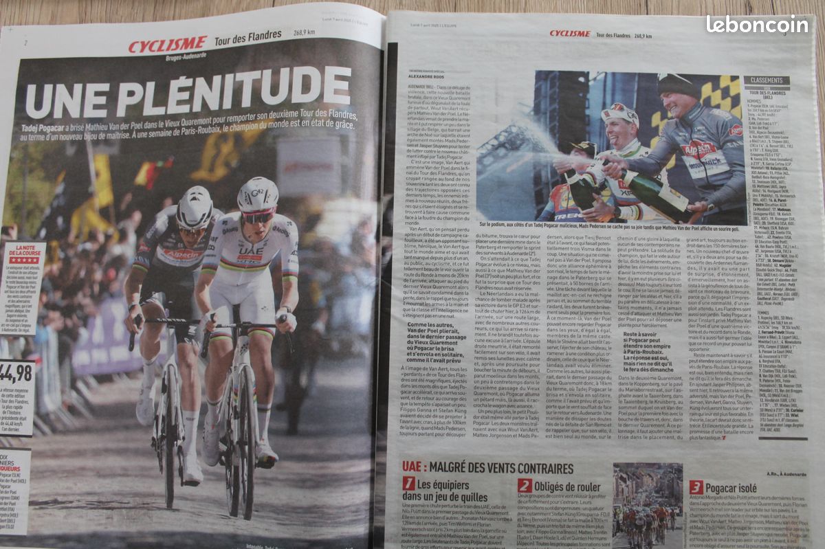 L’Equipe du 7/4/2025 - LA REPONSE - Tadej Pogacar - Tour des Flandres - OM - (image 4)