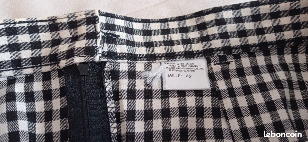 Talbots/Jupe longue en vichy noire et blanche/Taille