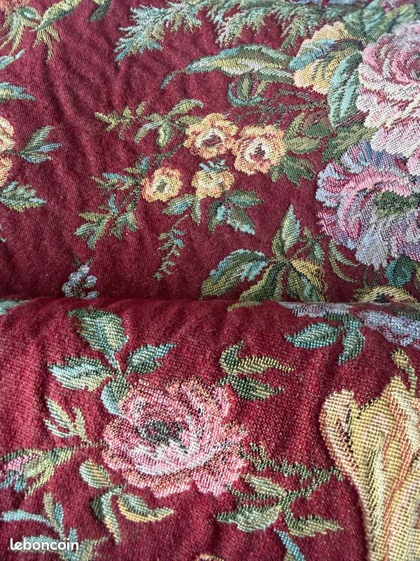Superbe tissu tapisserie floral jacquard – Style vintage & élégant fond bordeaux 140*240 cm (image 9)