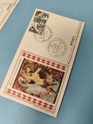 Enveloppe FDC Monaco Hercule et les cavales de Diomède timbre Croix-Rouge (image 1)