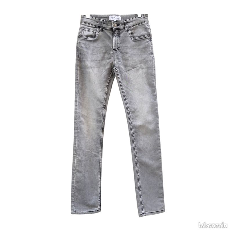 Jean Slim Garçon Gris C&A Taille 12-13 Ans – Occasion En Très Bon état, Coupe Fuselée Décontractée