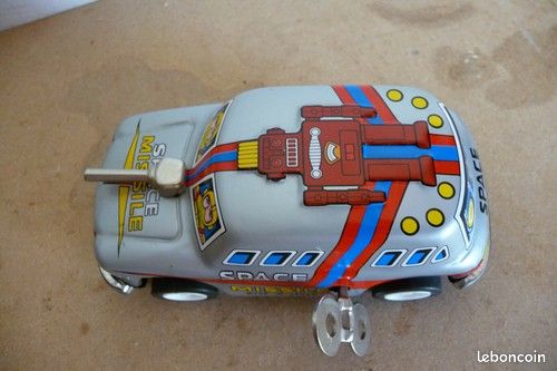 Ancienne Voiture En Tôle SPIRO – Jouet Mécanique Rétro 17cm, Fabrication Française