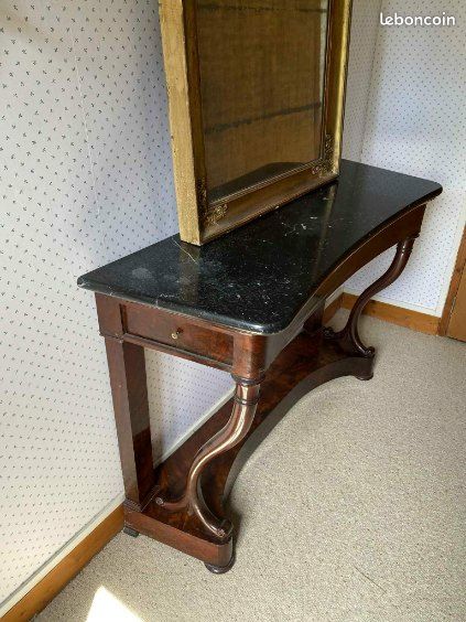Console bois plateau marbre mais fendu dans la largeur (image 4)