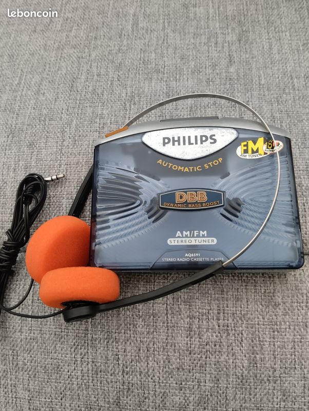 Vintage - Baladeur Stéréo Radio Cassette Player Philips - Très Bon État